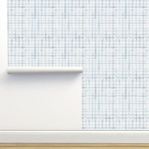 Blue Plaid Peel and Stick Wallpaper by Jenna Rainey Home Decor Wall Art Removable Wallpaper