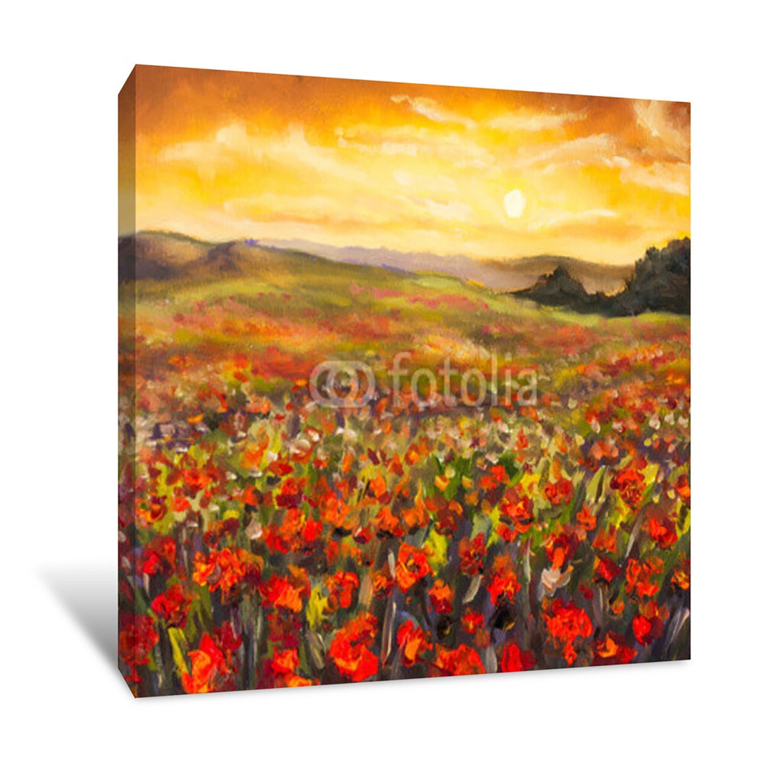 Field of Red Poppies Oil Painting Canvas Wall Art | Décor for Home ...