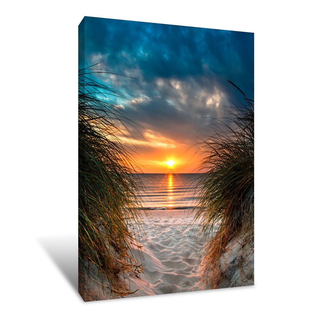 Relaxing Beach Sunset on White Sand Canvas Wall Art | Décor for Home ...