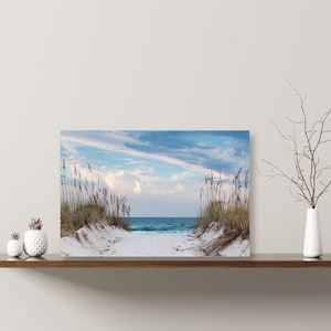 White Sandy Beach Path To The Ocean Canvas Wall Art | décor for home & office | canvas prints