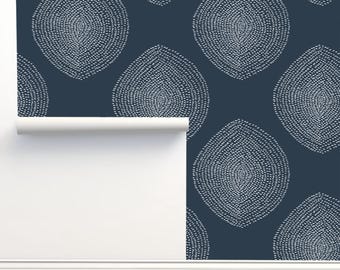 Stripy Boho Drop Navy Peel and Stick Luxury Wallpaper by Julia Schumacher Home Decor Wall Art Removable Wallpaper Limitless Walls