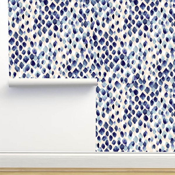 Indigo Rain Peel & Stick Wallpaper by Crystal Walen Home Decor Wall Art Removable Wallpaper Limitless Walls