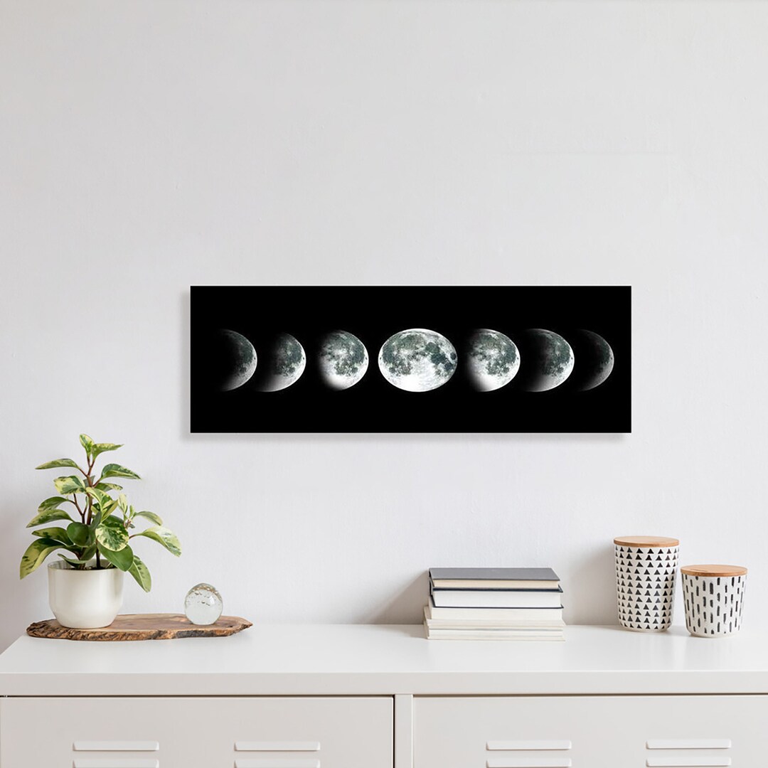 Moon Lunar Cycle in Night Sky NASA Canvas Wall Art | Décor for Home ...