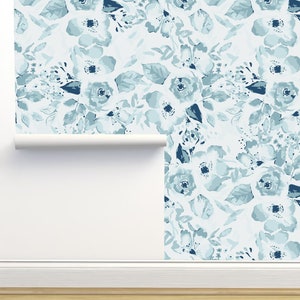 Blue Roses Peel and Stick Wallpaper by Monor Designs Home Decor Wall Art Removable Wallpaper
