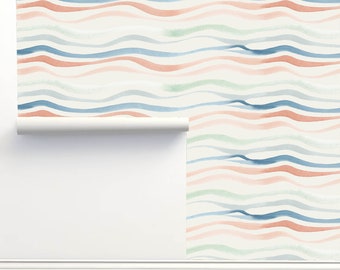 Rainbow Waves Peel and Stick Wallpaper by Jenna Rainey | Limitless Walls
