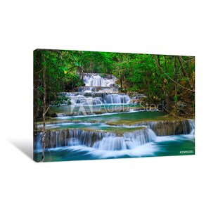 Deep Forest Waterfall In Kanchanaburi Canvas Wall Art | décor for home & office | canvas ready to hang | canvas prints | large wall art