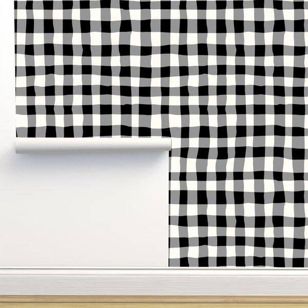 Black and White Gingham Wallpaper Etsy