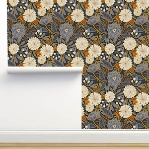 Cordelia Navy and Gold Peel and Stick Luxury Wallpaper by Amy MacCready