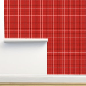 Tartan Celine Red Plaid Peel & Stick Wallpaper Home Decor Wall Art Removable Kitchen Wallpaper