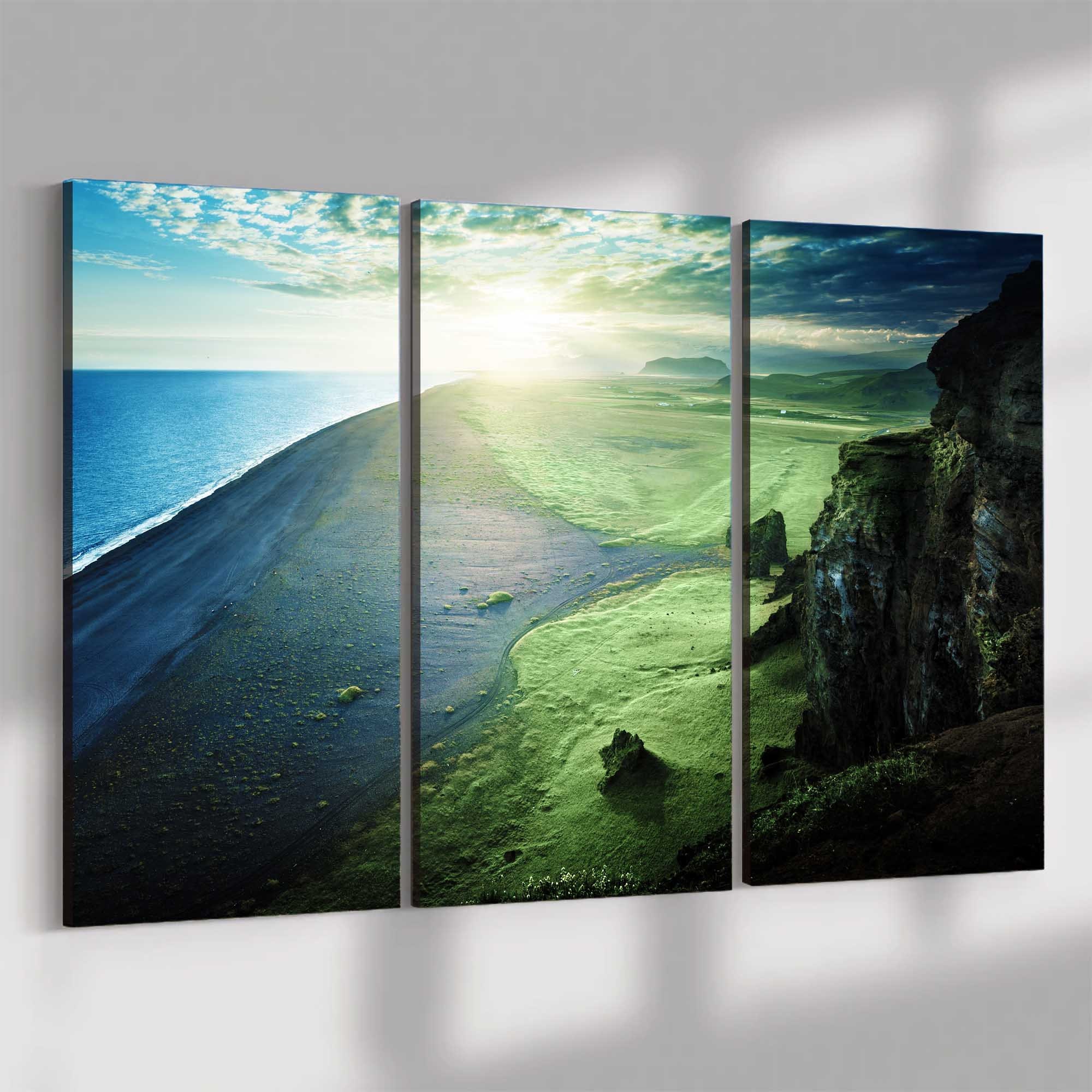 Black Sand Beach From the Cliff Canvas Wall Art | Décor for Home ...