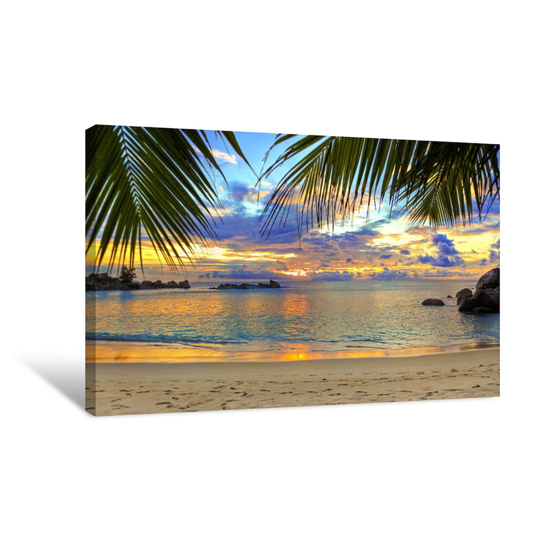 Tropical Beach Sunset Canvas Print Wall Art | Décor for Home & Office ...