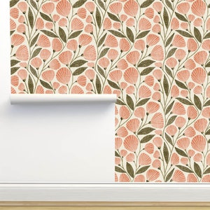 Cecile Pink and Green Peel and Stick Wallpaper by Amy MacCready Home Decor Wall Art Removable Wallpaper