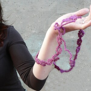 Purple necklace Crochet jewelry Fiber necklace