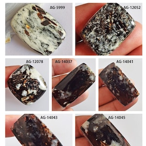Stunning Astrophyllite Cabochon, Rectangle Shape Astrophyllite Gemstone for Unique Jewelry Making, Natural Astrophyllite Crystal Palm Stone