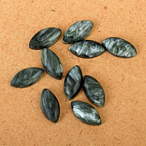Natural Deep Shaded Seraphinite Smooth Marquise Shape Calibrated Cabochon Wholesale Gemstone Flat Back Polished For Jewelry Making
