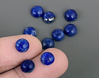 3 To 25 MM Lapis Lazuli Cabochon Gemstone, Flat Back AAA Natural Lapis, Round Cab Loose Gemstone For Studs, Ring Jewelry, September Stone