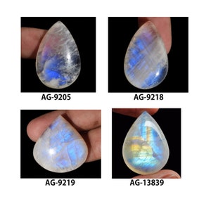 Natural Moonstone Rainbow moonstone Pear Shape Cabochon, Blue fire Play Moonstone, Top Quality Flashy Rainbow Moonstone, Gift For Her