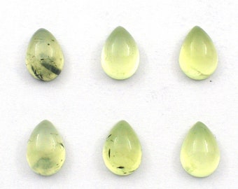 Natural Prehnite Cabochon, Pear Shape Prehnite, Flat Back Cabochon, AAA grade Prehnite, Gemstone for Jewelry, Calibrated Sizes Available