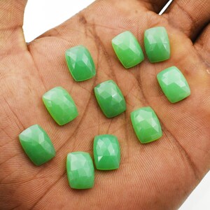 Natural Chrysoprase Gemstone for jewelry making, Faceted Rectangle Nugget Shape, Gorgeous Green Color,Great Quality Gemstone, 6x8 To 20x30mm