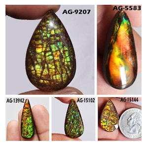 Ammolite Cabochon Natural Ammolite Gemstone Mulit Shape & Size Smooth Polished Loose Gemstone For Earrings Ring Pendant And Jewelry Making