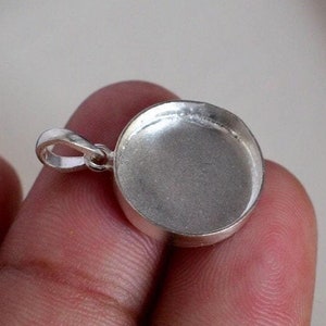 Pinza para colgante redonda con bisel de plata de ley 925, de 3 x 3 mm a 30 x 30 mm, colgante de piedra preciosa redonda, pinza de plata en blanco para hacer colgantes.