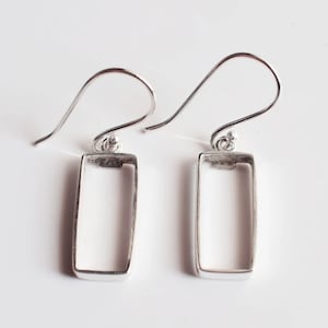 Paire de boucles d&#39;oreilles en argent sterling 925 avec sertissage vierge, pince de 4 x 6 à 23 x 33 mm Forme rectangulaire au dos