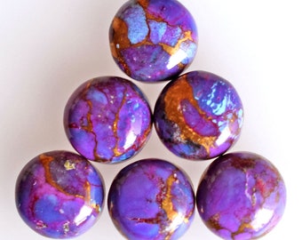 Purple Color Accented With Gold And Copper Tones December Birthstone 9132 Purple Copper Turquoise Cab Round 10mm Approximately 10 Carat