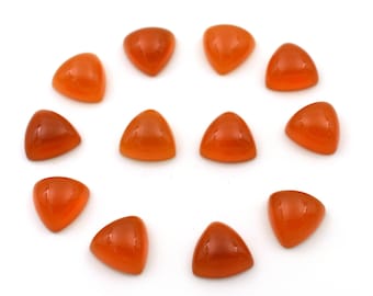 Natural Carnelian Trillion Cabochon Calibrated Gemstone | Natural Flat Back Loose Stone for Jewelry Making | Triangle Cabochon Gemstone