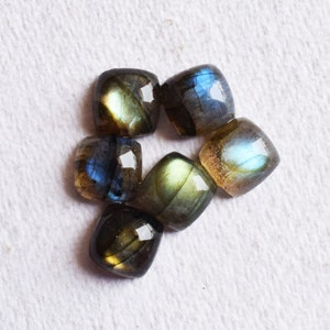 Cabochon de labradorite bleue naturelle pour bijoux, Labradorite polie en vrac, forme carrée, dos plat, calibrée de 3 mm à 25 mm