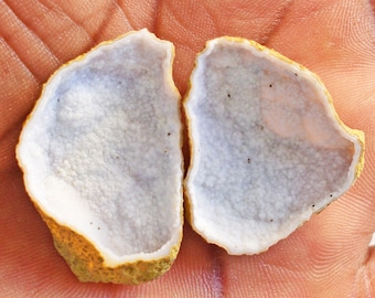 Druzy Agate Cabochon Pair, 23 Carat Gemstone for Jewelry Making