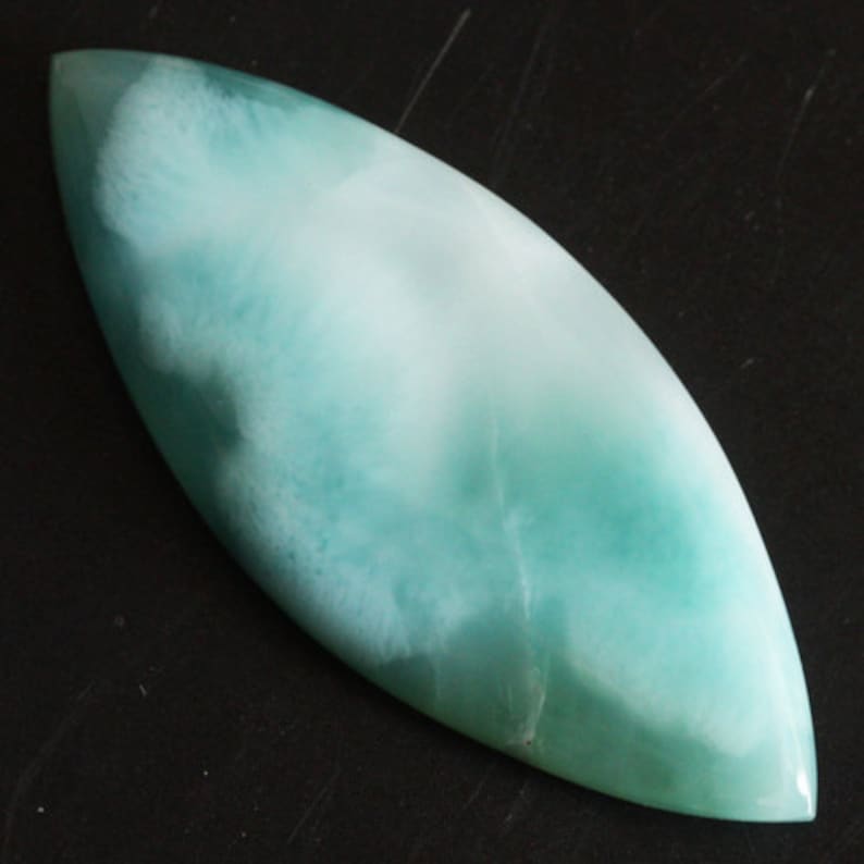 Jewellery Making Marquise Shape Authentic Larimar Dominican Republic AG-12978 Size 39x16x4 MM Blue Pectolite Natural Larimar Cabochon