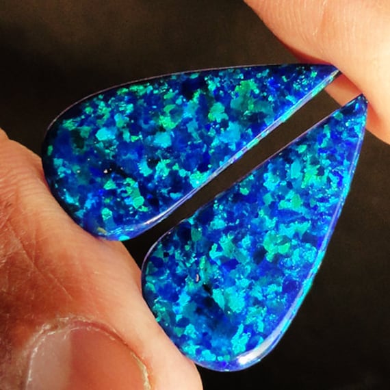 Triplet Fire Opal Pair Cabochon Opal Suppliers Size 11x7x2.5 MM Red Blue Green Flashy Opal Wholesale Price AG-12222 Earring Pair Stone