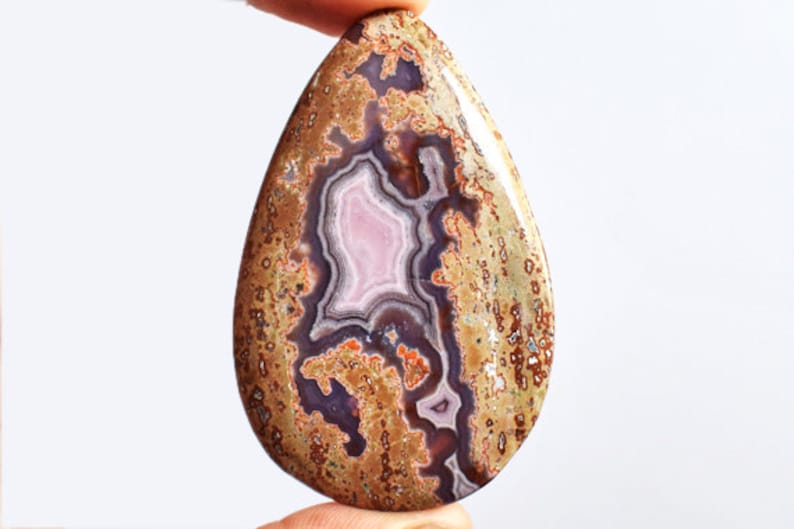 Pear Shape Size 61x38x6 MM AG-12816 Handmade Pendant Stone Affordable Price Natural Purple Passion Agate Cabochon New Jewellery Making
