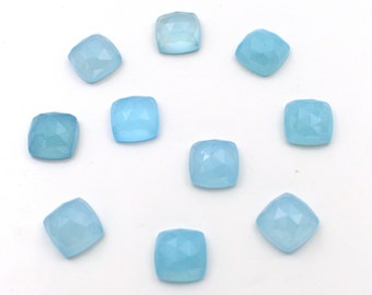 Chalcedon facettierte Edelstein 8 x 8 MM bis 25 x 25 MM Kissenform glatt poliert lose Edelsteine Lot für Ohrring Anhänger Ring und Schmuck machen