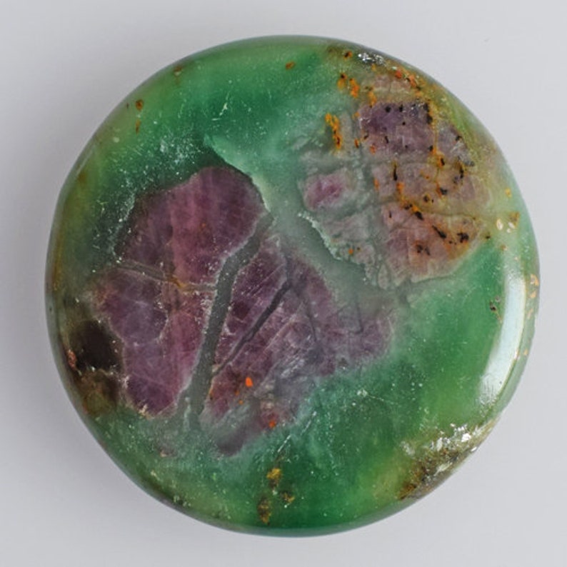 Gorgeous Round Shape Nephrite With Corundum Cabochon AG-9967 Stone For Pendant Smooth Polished Size 36x36x6 MM Jewellery Making Stone