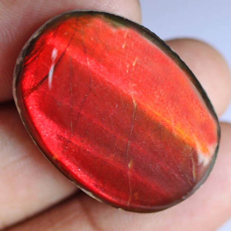 Wholesale Gemstone Pendant Cabochon Craft Suppliers AG-5853 Size 30X21X5 MM Red Flashy Ammonites Awesome Genuine Ammolite Oval Cabochon
