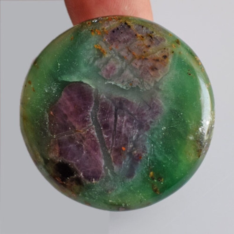 Gorgeous Round Shape Nephrite With Corundum Cabochon AG-9967 Stone For Pendant Smooth Polished Size 36x36x6 MM Jewellery Making Stone