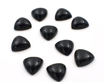 AAA+ Black Onyx Trillion Cabochon Calibrated Gemstone | Natural Flat Back Loose Stone for Jewelry Making | Triangle Cabochon Gemstone