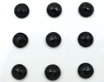 black onyx faceted round gemstone 8-25mm calibrated flat back polished gemstone for jewelry making all sizes available