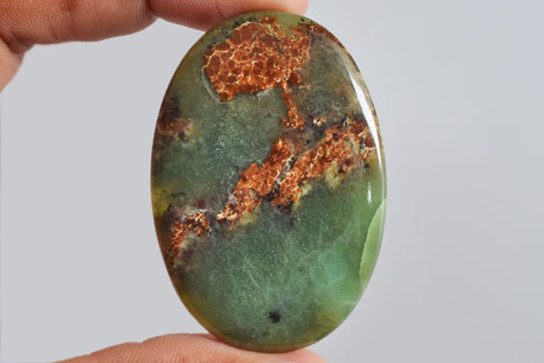 Flat Back AG-13333 Pendant Stone Loose Gemstone Reasonable Price Australian Green Chrysoprase Cabochon Size 51x34x5 MM Jewellery Making