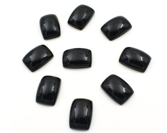 Natural Black Onyx Rectangle Calibrated Loose Gemstone Cabochon 3x5-20x30mm | Jewelry Making Stone | Wholesale Lot Available