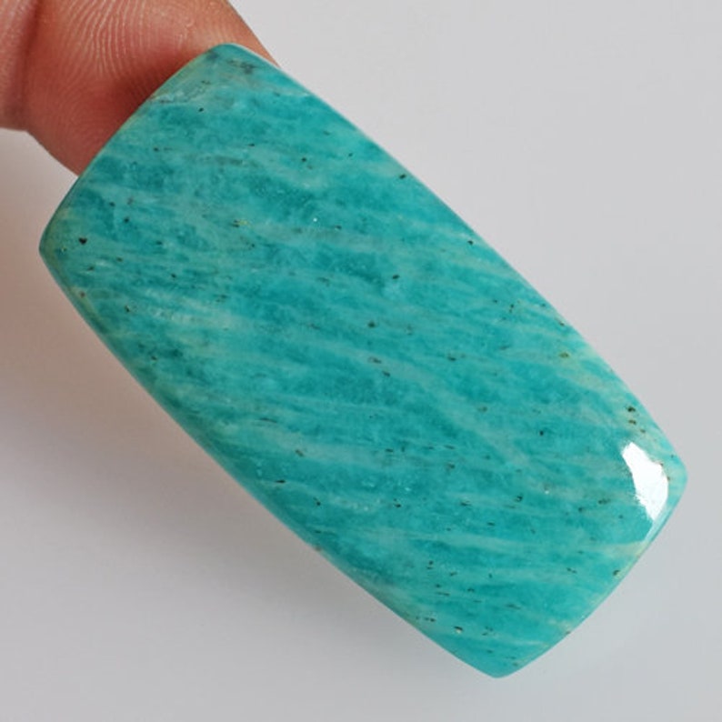 Jewellery Making Natural Aqua Blue Amazonite Cabochon Flat Back Amazonite Suppliers Size 41x21x5.5 MM Pendant Stone Handmade AG-13687