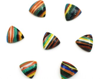 Rainbow Calsilica Triangle Cabochon Calibrated Gemstone | Natural Flat Back Loose Stone for Jewelry Making | Trillion Cabochon Gemstone