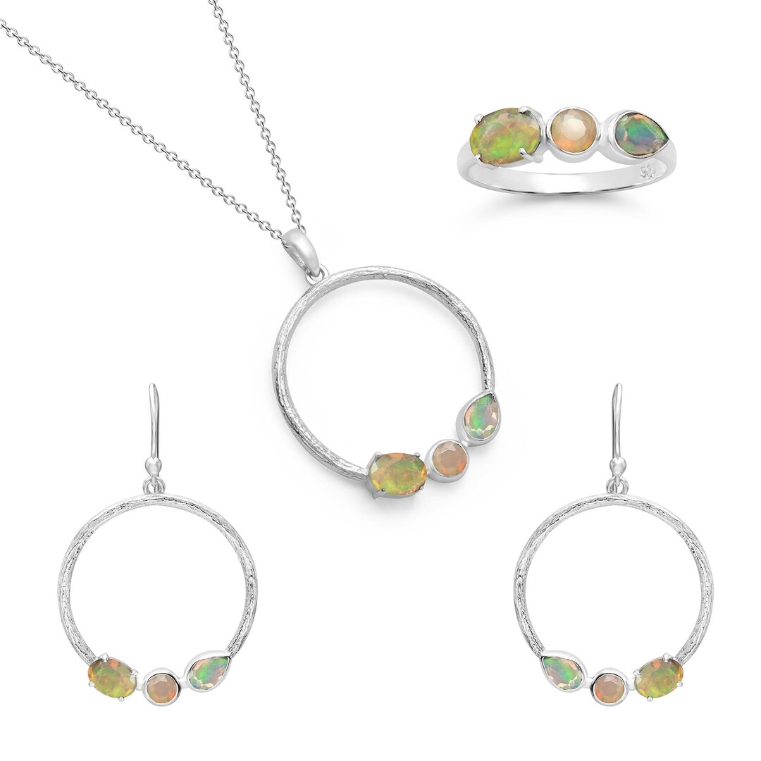 Personalized Birthstone Jewelry Set, Custom Birthstone Ring Necklace ...