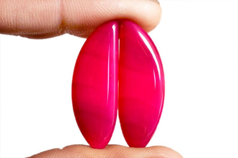 Jewellery Making Size 31x11x4.5 MM Crafts AG-12079 Stone For Earring Dark Pink Botswana Agate Pair Cabochon Agate Supply New Gemstone