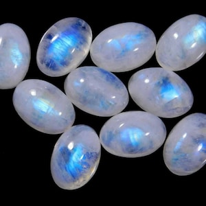 Rainbow Moonstone Cabochon Gemstone Natural 3X5 MM To 20X30MM Oval Shape Smooth Gemstones  Lot For Ring Pendant Earrings And Jewelry Making