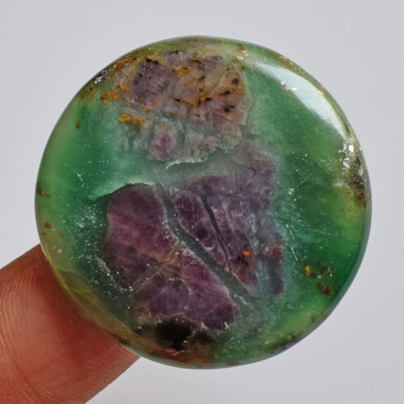 Gorgeous Round Shape Nephrite With Corundum Cabochon AG-9967 Stone For Pendant Smooth Polished Size 36x36x6 MM Jewellery Making Stone