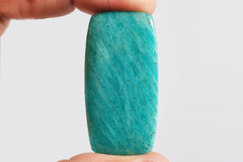 Jewellery Making Natural Aqua Blue Amazonite Cabochon Flat Back Amazonite Suppliers Size 41x21x5.5 MM Pendant Stone Handmade AG-13687