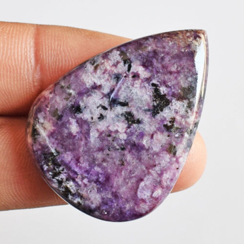Pendant Stone Handmade AG-12529 Pear Shape Size 38x28x5 MM Jewellery Components Natural Purple Charoite Cabochon Loose Semi Precious