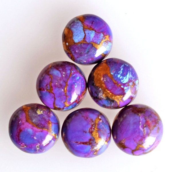 Purple Copper Mojave Turquoise Cabochon Gemstone 3 MM To 25 MM Round Shape Flat Back Smooth Gemstone For Earring And Jewelry Making Stones